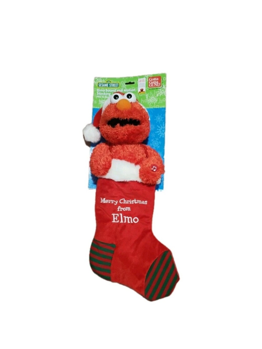 2007 Elmo Animated Singing Jingle Bells Stocking New Works Gund Sesame Street
